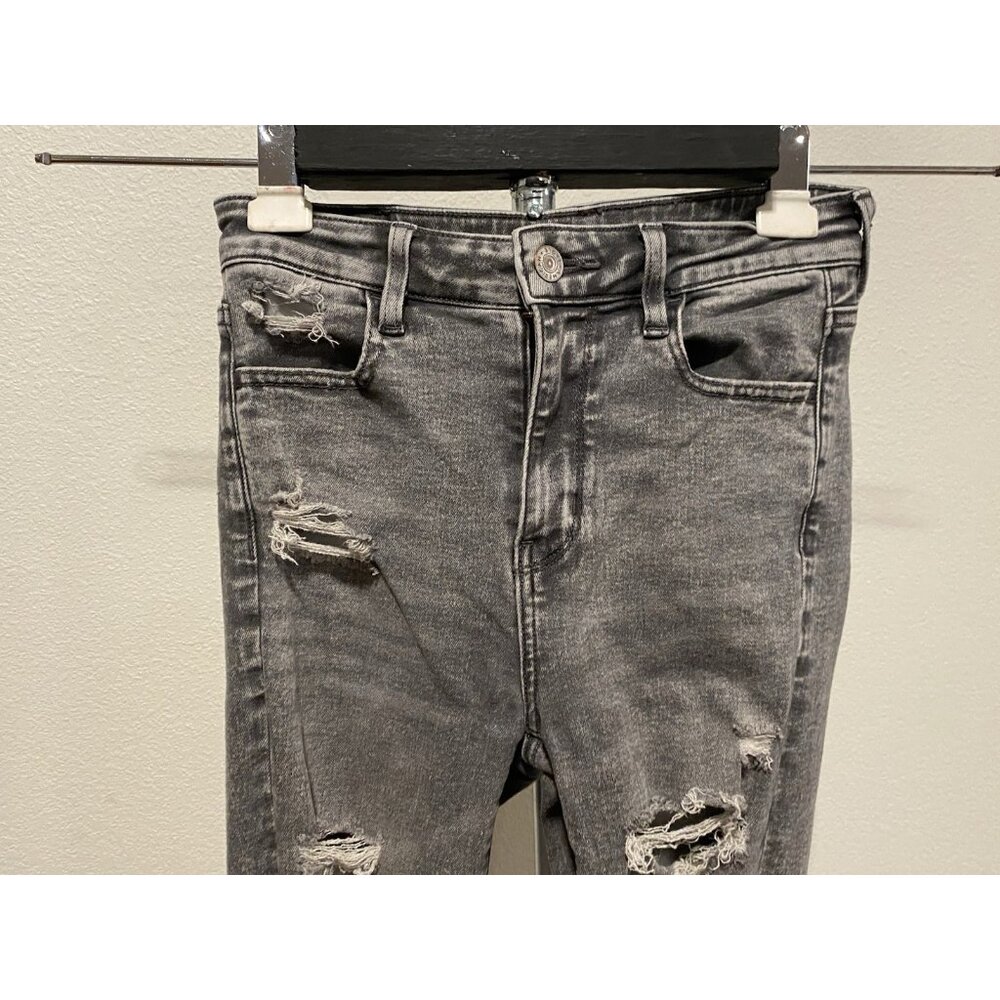 American Eagle Jrs/Womens 24X28 Jeans Next Level Stretch Regular Distressed - Picture 2 of 10